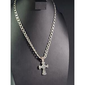 Stunning Celtic Cross Pendant 925 Sterling Silver On Chain Necklace 20" ITALY
